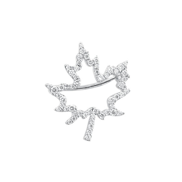 Maple Leaf Diamond Brooch, White Gold